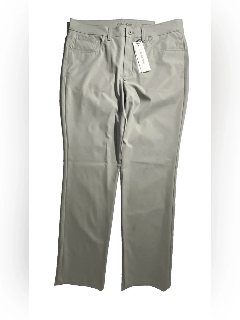 NEW 36 x 32 Mens Calvin Klein Slim Fit Pants Flat Front Flex Waist Polyester $79